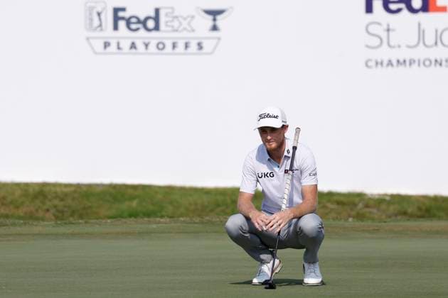 MEMPHIS, TN - AUGUST 15: Will Zalatoris waits for his turn to putt on No. 11 during the first round of the FedEx St. Jude Championship, August 15, 2024 at TPC Southwind in Memphis, Tennessee. (Photo by Matthew Maxey Icon Sportswire) GOLF: AUG 15 PGA, Golf Herren FedExCup Playoffs - FedEx St. Jude Championship EDITORIAL USE ONLY Icon24081503