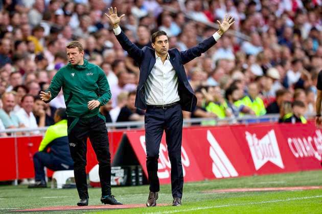 AMSTERDAM, 15-08-2024 , JohanCruyffStadium Football UEFA Europa League qualifier season 2024 2025. Panathinaicos trainer Diego Martin Alonso during the match Ajax - Panathinaikos. Ajax - Panathinaikos  x26037451x Copyright: