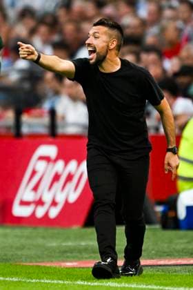 AMSTERDAM - Coach Francesco Farioli of Ajax during the 3rd qualifying round UEFA Europa League match between Ajax and Panathinaikos in the Johan Cruijff ArenA on August 15, 2024 in Amsterdam. ANP OLAF KRAAK Ajax Amsterdam v Panathinaikos 2024 35 xVIxANPxSportx xxANPxIVx 506071262 originalFilename: 506071262.jpg