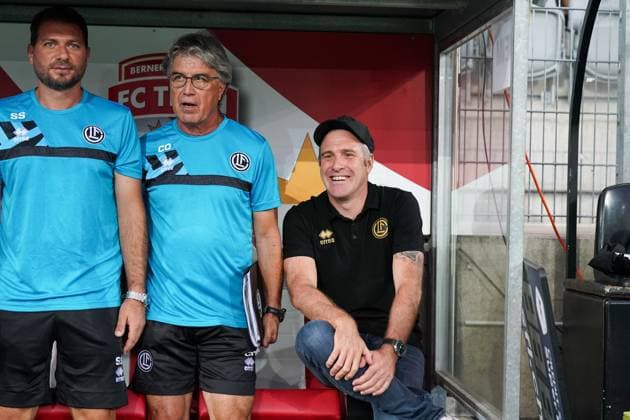 Football UEFA EURO LEAGUE 2024 2025 3 qualifying round FC LUGANO SUI vs PARTIZAN BELGRAD SRB , Arena Thun, Switzerland Coach Mattia Croci Torti FC Lugano Thun SUI Copyright: xJOERANxSTEINSIEKx