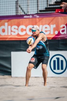 Beach volleyball men Allianz German Beach Tour 2024 Tourstop Kühlungsborn 2 15 08 2024 Leo Hauschild at the acceptance Kühlungsborn beach at the pier Mecklenburg Western Pomerania Germany
