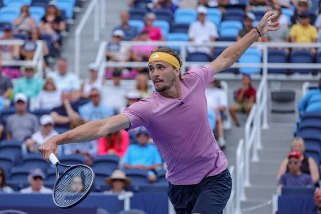 August 15, 2024, Mason, Ohio, U.S: Alexander Zverev (GER) in action during ThursdayÃ¢â‚¬â ¢s round of the Cincinnati Open at the Lindner Family Tennis Center , Mason, Oh. Mason USA - ZUMAs304 20240815_zaf_s304_013 Copyright: xScottxStuartx