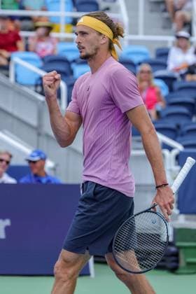 August 15, 2024, Mason, Ohio, U.S: Alexander Zverev (GER) reacts to a shot during ThursdayÃ¢â‚¬â ¢s round of the Cincinnati Open at the Lindner Family Tennis Center , Mason, Oh. Mason USA - ZUMAs304 20240815_zaf_s304_011 Copyright: xScottxStuartx