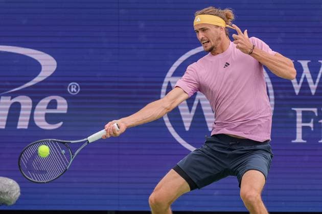 August 15, 2024, Mason, Ohio, U.S: Alexander Zverev (GER) hits a forehand shot during ThursdayÃ¢â‚¬â ¢s round of the Cincinnati Open at the Lindner Family Tennis Center , Mason, Oh. Mason USA - ZUMAs304 20240815_zaf_s304_049 Copyright: xScottxStuartx