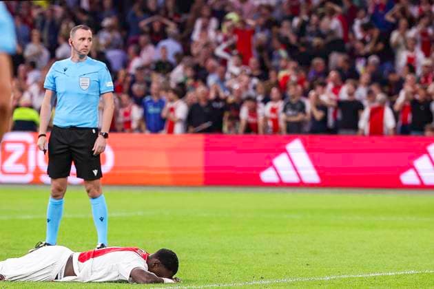 AMSTERDAM, 15-08-2024 , JohanCruyffStadium Football UEFA Europa League qualifier season 2024 2025. Ajax player Brian Brobbey misses second penalty during the match Ajax - Panathinaikos. Ajax - Panathinaikos  x26038438x Copyright: