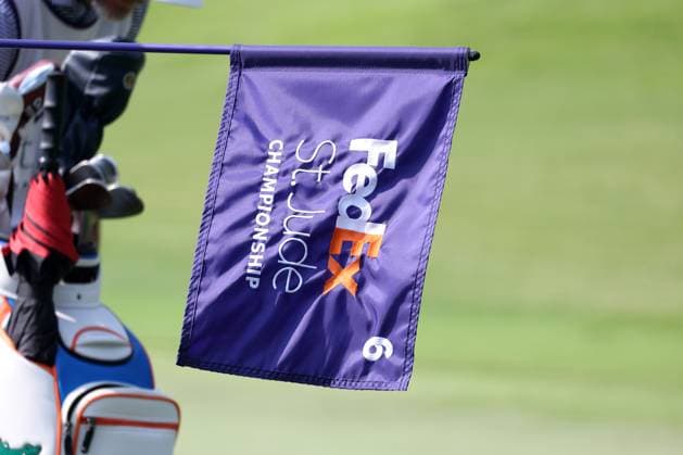 MEMPHIS, TN - AUGUST 15: A general view of a tee flag during the opening round of the 2024 FedEx St. Jude Championship on August 15, 2024 at TPC Southwind in Memphis, Tennessee. (Photo by Michael Wade Icon Sportswire) GOLF: AUG 15 PGA, Golf Herren FedExCup Playoffs - FedEx St. Jude Championship EDITORIAL USE ONLY Icon08152431