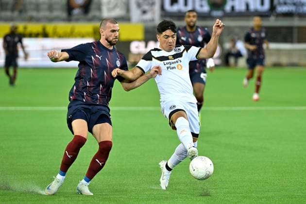 Nihad Mujakic, FKP, re Ignacio Aliseda, FCL, FC Lugano FK Partizan Belgrade, Europa League qualification, Football, 15 08 2024