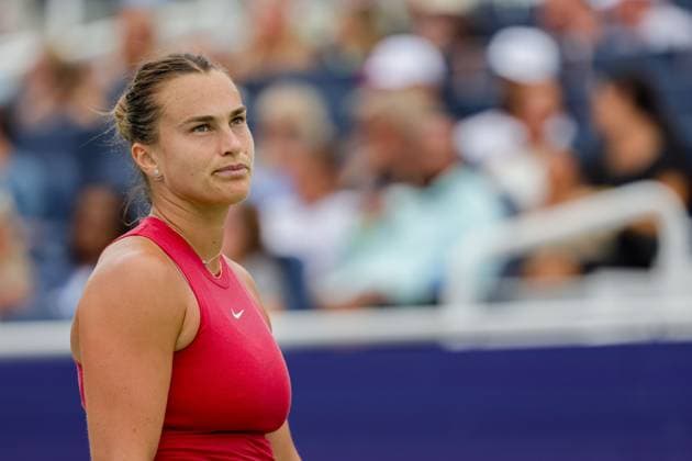 August 15, 2024, Mason, Ohio, U.S: Aryna Sabalenka (BLR) watches a replay during ThursdayÃ¢â‚¬â ¢s round of the Cincinnati Open at the Lindner Family Tennis Center , Mason, Oh. Mason U.S - ZUMAs304 20240815_zaf_s304_105 Copyright: xScottxStuartx