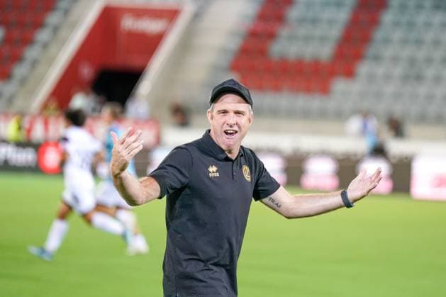 Football UEFA EURO LEAGUE 2024 2025 3rd qualifying round FC LUGANO SUI vs PARTIZAN BELGRAD SRB , Arena Thun, Switzerland Coach Mattia Croci Torti FC Lugano is visibly emotional about his teams progress Gestures, facial expressions Thun SUI Copyright: xJOERANxSTEINSIEKx