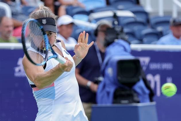 August 15, 2024, Mason, Ohio, U.S: Yulia Putintseva (KAZ) in action during ThursdayÃ¢â‚¬â ¢s round of the Cincinnati Open at the Lindner Family Tennis Center , Mason, Oh. Mason U.S - ZUMAs304 20240815_zaf_s304_196 Copyright: xScottxStuartx