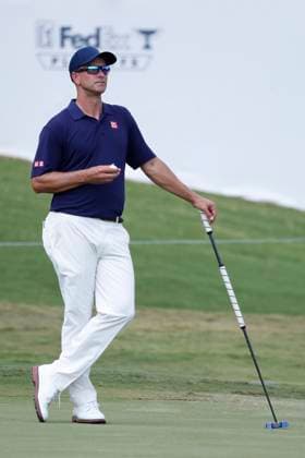 MEMPHIS, TN - AUGUST 15: Adam Scott during the first round of the FedEx St. Jude Championship, August 15, 2024 at TPC Southwind in Memphis, Tennessee. (Photo by Matthew Maxey Icon Sportswire) GOLF: AUG 15 PGA, Golf Herren FedExCup Playoffs - FedEx St. Jude Championship EDITORIAL USE ONLY Icon24081537