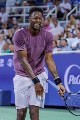 August 15, 2024, Mason, Ohio, U.S: Gael Monfils (FRA) reacts to a shot during ThursdayÃ¢â‚¬â ¢s round of the Cincinnati Open at the Lindner Family Tennis Center , Mason, Oh. Mason U.S - ZUMAs304 20240815_zaf_s304_295 Copyright: xScottxStuartx