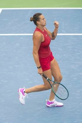 August 15, 2024, Mason, Oh, USA: 2024 Cincinnati Open Tennis, 2024 08 15 - Aryna Sabalenka expresses emotion while playing against opponent Elisabetta Cocciaretto. ZUMAPress Mason USA - ZUMAn24_ 20240815_zaf_n24_164 Copyright: xWallyxNellx