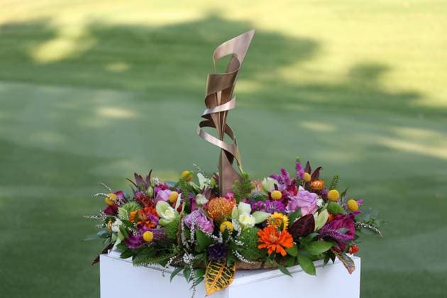 MEMPHIS, TN - AUGUST 16: A general view of the trophy during the second round of the 2024 FedEx St. Jude Championship on August 16, 2024 at TPC Southwind in Memphis, Tennessee. (Photo by Michael Wade Icon Sportswire) GOLF: AUG 16 PGA, Golf Herren FedExCup Playoffs - FedEx St. Jude Championship EDITORIAL USE ONLY Icon08162404