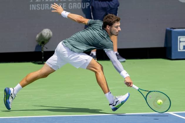 August 16, 2024, Mason, Ohio, U.S: Pablo Carreno Busta (ESP) reaches to return a short shot during FridayÃ¢â‚¬â ¢s Round of Sixteen at the Cincinnati Open at the Lindner Family Tennis Center , Mason, Oh. Mason U.S - ZUMAs304 20240816_zaf_s304_054 Copyright: xScottxStuartx