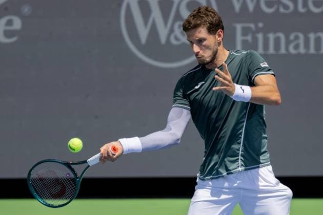August 16, 2024, Mason, Ohio, U.S: Pablo Carreno Busta (ESP) hits a forehand shot during FridayÃ¢â‚¬â ¢s Round of Sixteen at the Cincinnati Open at the Lindner Family Tennis Center , Mason, Oh. Mason U.S - ZUMAs304 20240816_zaf_s304_055 Copyright: xScottxStuartx