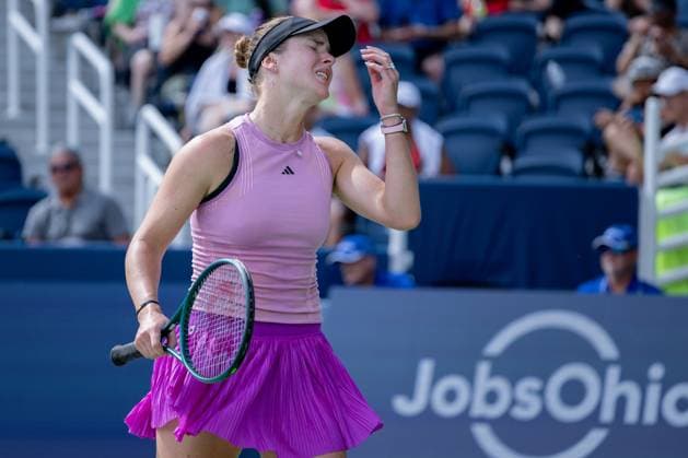 August 16, 2024, Mason, Ohio, U.S: Elina Svitolina (UKR) reacts to a shot during FridayÃ¢â‚¬â ¢s Round of Sixteen at the Cincinnati Open at the Lindner Family Tennis Center , Mason, Oh. Mason U.S - ZUMAs304 20240816_zaf_s304_123 Copyright: xScottxStuartx