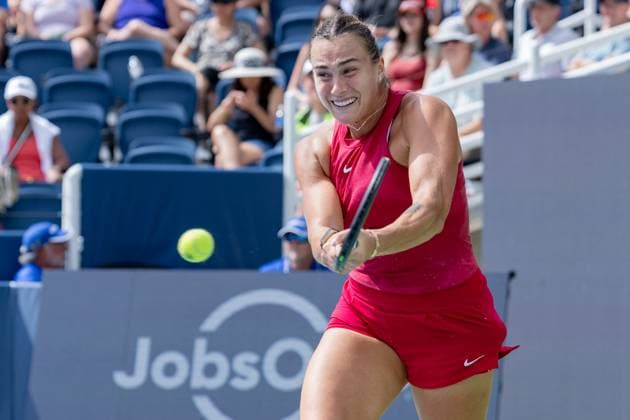 August 16, 2024, Mason, Ohio, U.S: Aryna Sabalenka (BLR) hits a two-handed backhand during FridayÃ¢â‚¬â ¢s Round of Sixteen at the Cincinnati Open at the Lindner Family Tennis Center , Mason, Oh. Mason U.S - ZUMAs304 20240816_zaf_s304_140 Copyright: xScottxStuartx