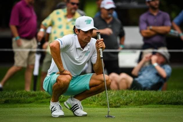 WHITE SULPHUR SPRINGS, WV - AUGUST 16: Torque GC s Captain Joaquin Niemann reads the 11th green during the first round of LIV Golf Greenbrier tournament at The Greenbrier Resort on August 16, 2024, in White Sulphur Springs, WV. (Photo by Brian Bishop Icon Sportswire) GOLF: AUG 16 LIV Golf League Greenbrier EDITORIAL USE ONLY Icon240816037