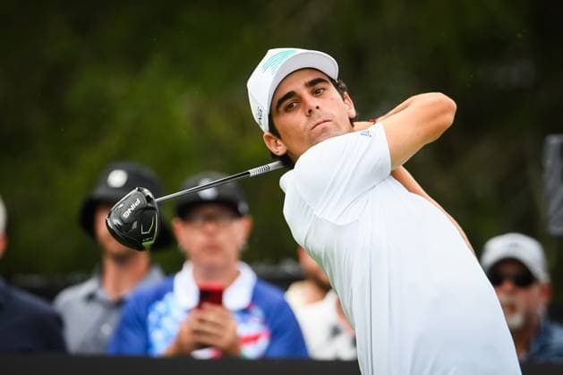 WHITE SULPHUR SPRINGS, WV - AUGUST 16: Torque GC s Captain Joaquin Niemann hits his tee shot on the 12th hole during the first round of LIV Golf Greenbrier tournament at The Greenbrier Resort on August 16, 2024, in White Sulphur Springs, WV. (Photo by Brian Bishop Icon Sportswire) GOLF: AUG 16 LIV Golf League Greenbrier EDITORIAL USE ONLY Icon240816040