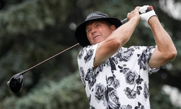 August 16, 2024, Calgary, Ab, CANADA: Canada s Alan McLean hits from the fourth tee during the PGA, Golf Herren Tour Champions golf event in Calgary, Alta., Friday, Aug. 16, 2024. Alan McLean  - ZUMAc35_ 20240816_zaf_c35_100 Copyright: xJeffxMcintoshx