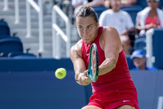 August 16, 2024, Mason, Ohio, USA: ARYNA SABALENKA (BLR) hits a two-handed backhand during Friday s Round of Sixteen at the Cincinnati Open at the Lindner Family Tennis Center. Sabalenka won 6:3 6:4. Mason USA - ZUMAs304 20240816_zaf_s304_126 Copyright: xScottxStuartx
