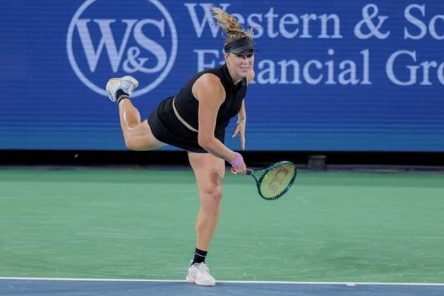 August 16, 2024, Mason, Ohio, U.S: Anastasia Pavlyuchenkova (RUS) serves during FridayÃ¢â‚¬â ¢s Round of Sixteen at the Cincinnati Open at the Lindner Family Tennis Center , Mason, Oh. Mason U.S - ZUMAs304 20240816_zaf_s304_249 Copyright: xScottxStuartx
