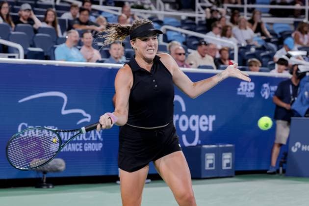 August 16, 2024, Mason, Ohio, U.S: Anastasia Pavlyuchenkova (RUS) hits a forehand shot during FridayÃ¢â‚¬â ¢s Round of Sixteen at the Cincinnati Open at the Lindner Family Tennis Center , Mason, Oh. Mason U.S - ZUMAs304 20240816_zaf_s304_258 Copyright: xScottxStuartx