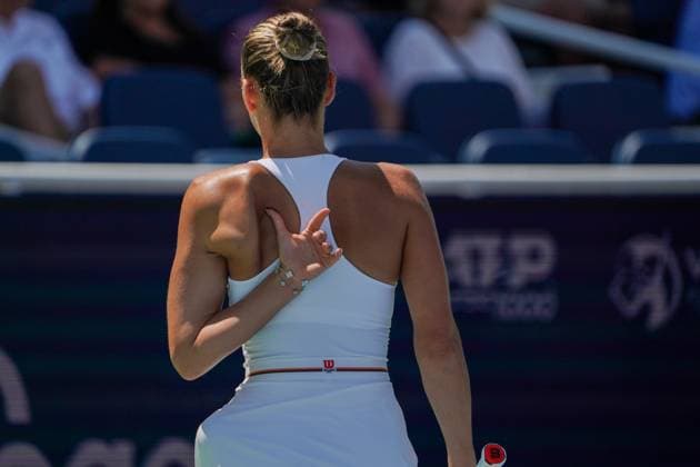 Cincinnati Open: Second And Third Round Matches Marta Kostyuk is playing during her third-round match at the Cincinnati Open tennis tournament in Mason, Ohio, on August 16, 2024. Mason Ohio United States  Copyright: xJasonxWhitmanx originalFilename:whitman-cincinna240816_npWsW.jpg