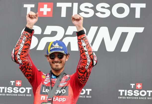 Sport Themen der Woche KW33 Sport Bilder des Tages MOTORSPORTS - MotoGP, GP of Austria 2024 SPIELBERG,AUSTRIA,17.AUG.24 - MOTORSPORTS - Moto2, Grand Prix of Austria, Red Bull Ring, practice and qualifying. Image shows Francesco Bagnaia (ITA Ducati Lenovo Team).  GEPAxpictures xWolfgangxGrebien