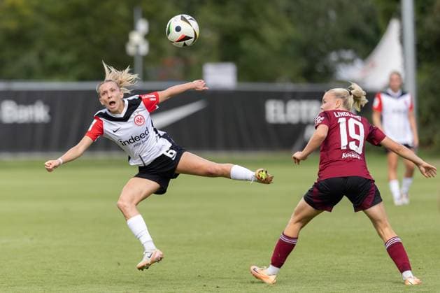 Eintracht Frankfurt 1 FC Nuremberg, Test match Elisa Senß Eintracht Frankfurt, 6 against Anny Kerim Lindland Nuremberg, 19 Test match between Eintracht Frankfurt Women and 1 FC Nuremberg on August 17, 2024 in Frankfurt , Frankfurt am Main Hessen Germany Deutsche Bank Park