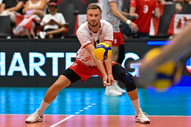 VOLLEYBALL - CEV EuroVolley 2026 quali HARTBERG,AUSTRIA,17.AUG.24 - VOLLEYBALL - CEV EuroVolley 2026, men, qualification, OEVV international match, Länderspiel, Nationalmannschaft Austria vs Azerbaijan. Image shows Paul Buchegger (AUT) during warm-up.  GEPAxpictures xAvnixRetkoceri