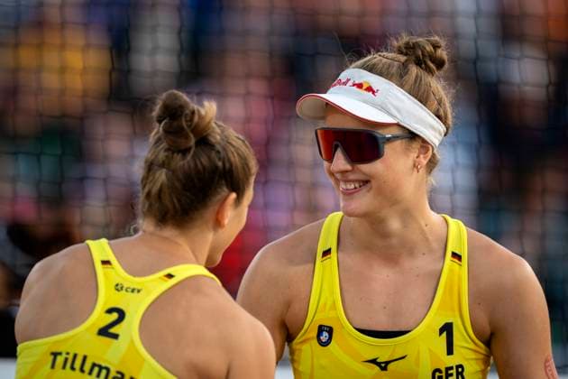 THE HAGUE - Svenja Muller and Cinja Tillmann (GER) during the final (w) of the 2024 European Beach volleyball, Beachvolleyball Championships. ANP SANDER KONING xVIxANPxSportx xxANPxIVx 506187375 originalFilename: 506187375.jpg