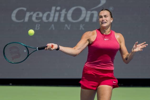 August 17, 2024, Mason, Ohio, U.S: Aryna Sabalenka (BLR) hits a forehand shot during SaturdayÃ¢â‚¬â ¢s quarterfinal round at the Cincinnati Open at the Lindner Family Tennis Center , Mason, Oh. Mason U.S - ZUMAs304 20240817_zaf_s304_087 Copyright: xScottxStuartx