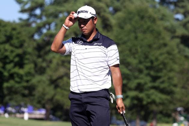 MEMPHIS, TN - AUGUST 17: Hideki Matsuyama (JAP) during the third round of the 2024 FedEx St. Jude Championship on August 17, 2024 at TPC Southwind in Memphis, Tennessee. (Photo by Michael Wade Icon Sportswire) GOLF: AUG 17 PGA, Golf Herren FedExCup Playoffs - FedEx St. Jude Championship EDITORIAL USE ONLY Icon08172497