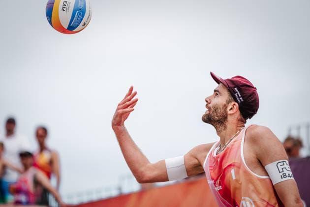 Beach volleyball men Allianz German Beach Tour 2024 Tourstop Kühlungsborn 2 17 08 2024 Manuel Harms at the specification Kühlungsborn beach at the pier Mecklenburg Vorpommern Germany