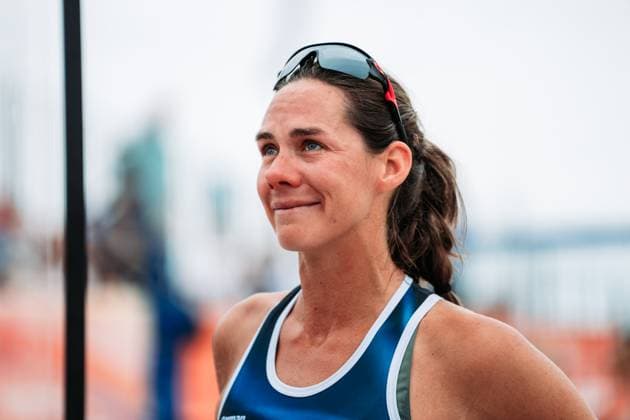 Beach volleyball women Allianz German Beach Tour 2024 Tour stop Kühlungsborn 2 18 08 2024 Kira Walkenhorst emotionally touched Tear in her eye after last game on the German Beach Tour End of career Kühlungsborn Beach at the pier Mecklenburg-Vorpommern Germany