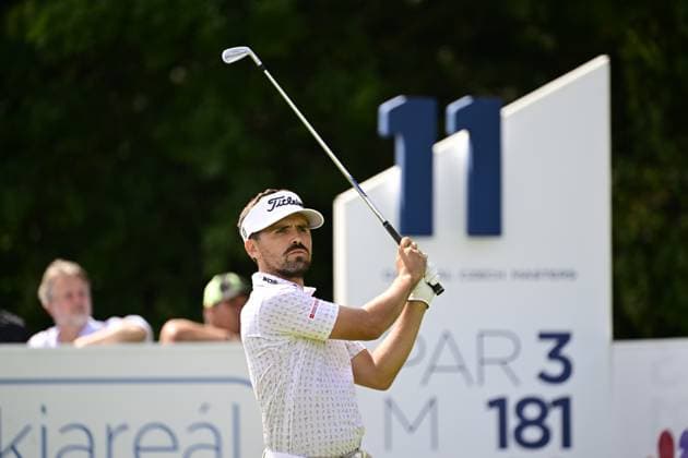 David Ravetto of France competes during the Czech Masters golf tournament of DP World Tour European series in Nebrenice, Czech Republic, August 18, 2024. (CTKxPhoto RomanxVondrous) CTKPhotoP2024081802811  CTKPhotoP2024081802811