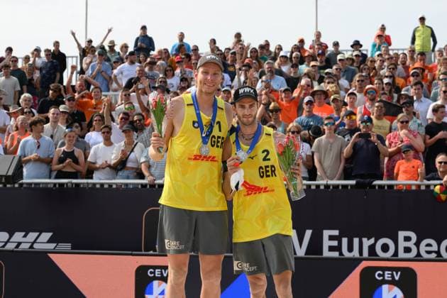 European Championships Beach Volleyball, 18 08 2024, The Hague Nils Ehlers GER , Clemens Wickler GER European Championships Beach Volleyball, The Hague on 18 08 2024 Copyright: xBEAUTIFULxSPORTS PeterxWeberx