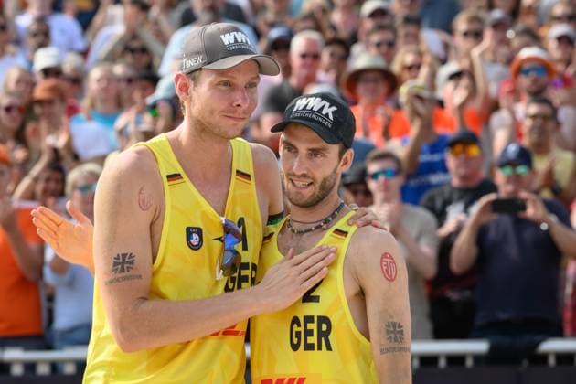 European Championships Beach Volleyball, 18 08 2024, The Hague Nils Ehlers GER , Clemens Wickler GER European Championships Beach Volleyball, The Hague on 18 08 2024 Copyright: xBEAUTIFULxSPORTS PeterxWeberx