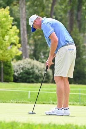 WHITE SULPHUR SPRINGS, WV - AUGUST 18: Smash GC s Jason Kokrak putt s on the third hole during the final round of LIV Golf Greenbrier tournament at The Greenbrier Resort on August 18, 2024, in White Sulphur Springs, WV.(Photo by Brian Bishop Icon Sportswire) GOLF: AUG 18 LIV Golf League Greenbrier EDITORIAL USE ONLY Icon240818013