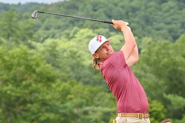 WHITE SULPHUR SPRINGS, WV - AUGUST 18: Ripper GC s Captain Cam Smith watches his shot from the third tee during the final round of LIV Golf Greenbrier tournament at The Greenbrier Resort on August 18, 2024, in White Sulphur Springs, WV.(Photo by Brian Bishop Icon Sportswire) GOLF: AUG 18 LIV Golf League Greenbrier EDITORIAL USE ONLY Icon240818020