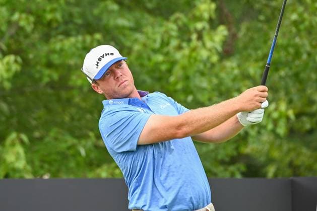 WHITE SULPHUR SPRINGS, WV - AUGUST 18: Smash GC s Talor Gooch watches his shot from the fifth tee during the final round of LIV Golf Greenbrier tournament at The Greenbrier Resort on August 18, 2024, in White Sulphur Springs, WV.(Photo by Brian Bishop Icon Sportswire) GOLF: AUG 18 LIV Golf League Greenbrier EDITORIAL USE ONLY Icon240818034