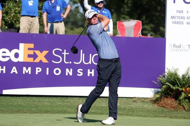 MEMPHIS, TN - AUGUST 18: Tom Hoge (USA) during the final round of the 2024 FedEx St. Jude Championship on August 18, 2024 at TPC Southwind in Memphis, Tennessee. (Photo by Michael Wade Icon Sportswire) GOLF: AUG 18 PGA, Golf Herren FedExCup Playoffs - FedEx St. Jude Championship EDITORIAL USE ONLY Icon08182411