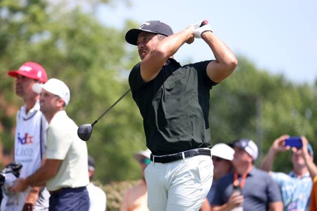 MEMPHIS, TN - AUGUST 18: Xander Schauffele (USA) during the final round of the 2024 FedEx St. Jude Championship on August 18, 2024 at TPC Southwind in Memphis, Tennessee. (Photo by Michael Wade Icon Sportswire) GOLF: AUG 18 PGA, Golf Herren FedExCup Playoffs - FedEx St. Jude Championship EDITORIAL USE ONLY Icon08182424