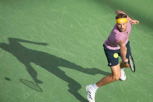 August 18, 2024, Mason, Oh, USA: 2024 Cincinnati Open Tennis, 2024 08 18 - Jannik Sinner hits a ball against opponent Alexander (Sasha) Zverev. ZUMAPress Mason USA - ZUMAn24_ 20240818_zaf_n24_267 Copyright: xWallyxNellx