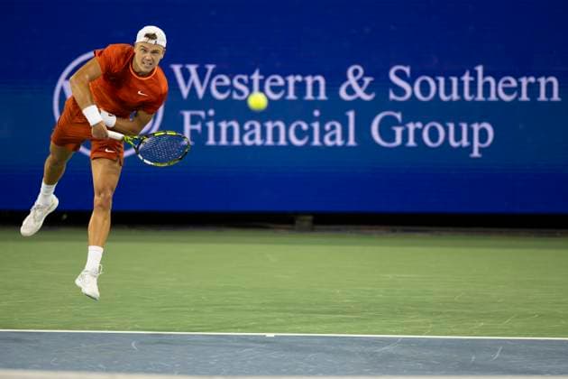 August 18, 2024, Mason, Oh, USA: 2024 Cincinnati Open Tennis, 2024 08 18 - Holger Rune hits a ball against opponent Frances Tiafoe. ZUMAPress Mason USA - ZUMAn24_ 20240818_zaf_n24_385 Copyright: xWallyxNellx