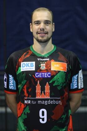 19 08 2024, xgox, handball, Daikin HBL, photo session SC Magdeburg emspor v l Tim Zechel Magdeburg, 9 portrait, portraet, single picture Magdeburg