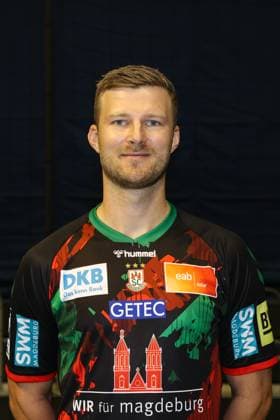 Philipp Weber SC Magdeburg,20 1 Handball Bundesliga portrait appointment 1 BL 2024 2025 official photo appointment SC Magdeburg in the GETEC Arena in Magdeburg portrait, portrait, single picture, Germany, handball, men, GER, 19 08 2024 Christian Schroedter