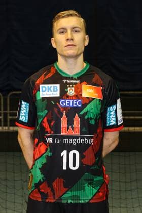 Gisli Kristjansson SC Magdeburg,10 1 Handball Bundesliga portrait appointment 1 BL 2024 2025 official photo appointment SC Magdeburg in the GETEC Arena in Magdeburg portrait, portrait, single picture, Germany, handball, men, GER, 19 08 2024 Christian Schroedter